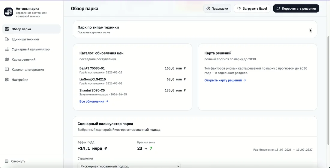 Управление парком горной техники